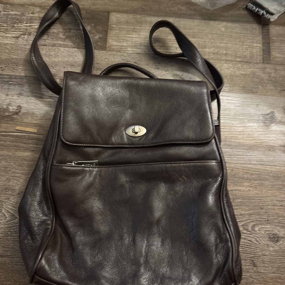 Latico Chocolate Brown Leather Backpack Vintage Pre Owned